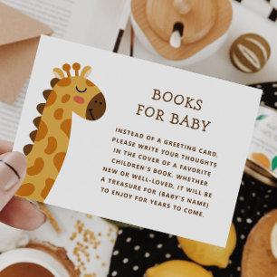 Bring a book for baby. Cute safari giraffe animal Enclosure Card