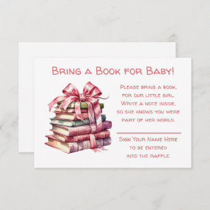Bring a Book for Baby   Girl's Baby Shower  Enclosure Card