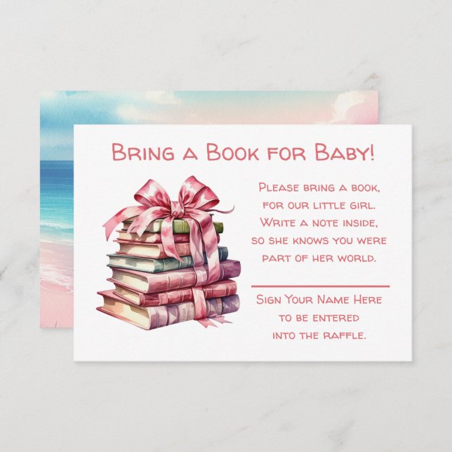Bring a Book for Baby | Girl's Baby Shower  Enclosure Card (Front/Back)