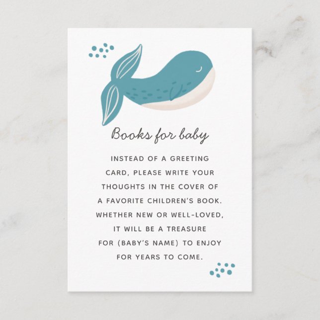 Bring a book for baby. Nautical cute whale animal Enclosure Card (Front)