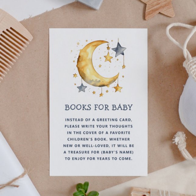 Bring a book for baby request. Cute whimsical moon Enclosure Card (Creator Uploaded)