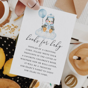 Bring a book for baby. Watercolor cute penguin  Enclosure Card