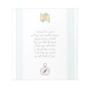 Bring a book Invite card Adventure Baby Shower Notepad