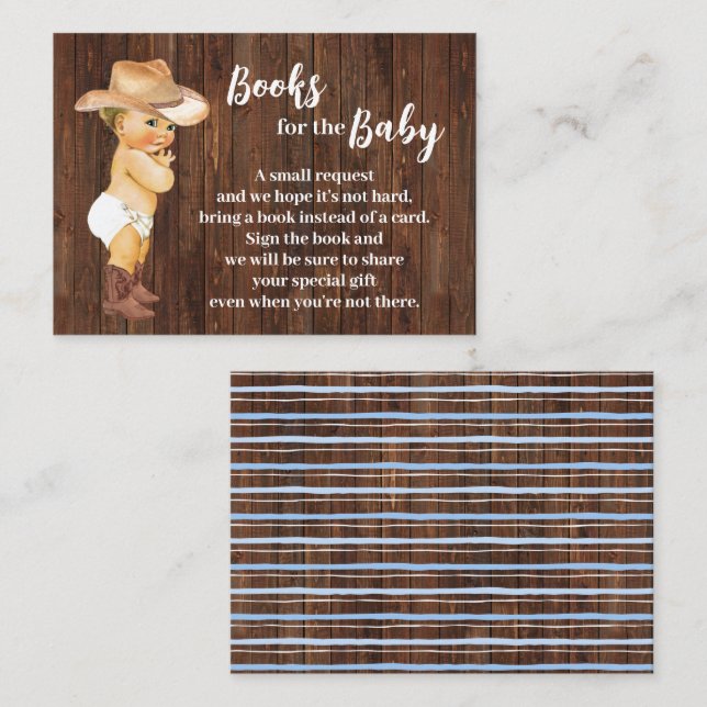 Bring a Book Little Cowboy Baby Shower Insert Card (Front/Back)