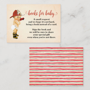 Bring a Book Little Firefighter Baby Shower Card