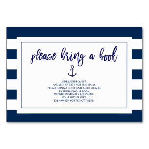 Bring a Book Navy Blue Nautical Baby Shower Cards