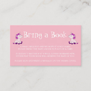 Bring a Book Pink Twins Girls Baby Shower Enclosure Card
