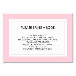 Bring a Book - Pink White Girl Baby Shower Cards