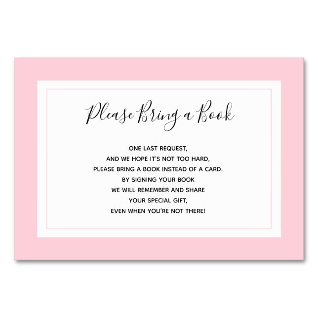 Bring a Book - Pink White Girl Baby Shower Cards (Front)