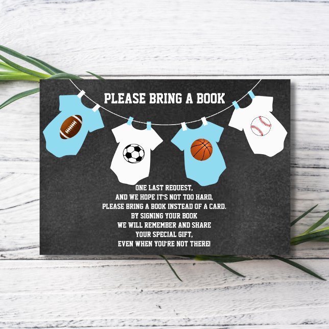 Bring a Book - Sports Chalkboard Baby Shower Cards (Bring a Book - Sports Chalkboard Baby Shower Cards)