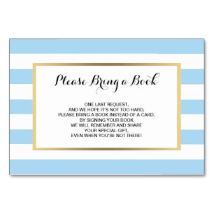 Bring a Book - Stripes Blue BOY Baby Shower Cards