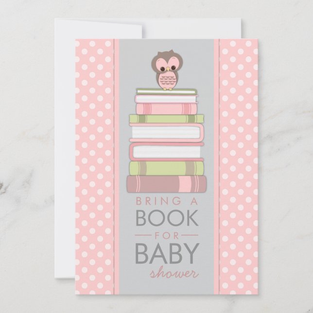 Bring A Book Sweet Girl Owl Baby Shower Invitation (Front)