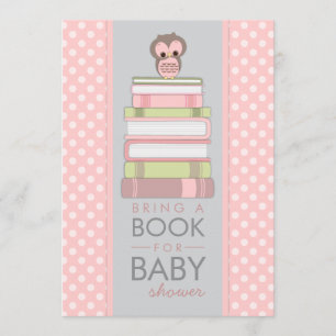Bring A Book Sweet Girl Owl Baby Shower Invitation
