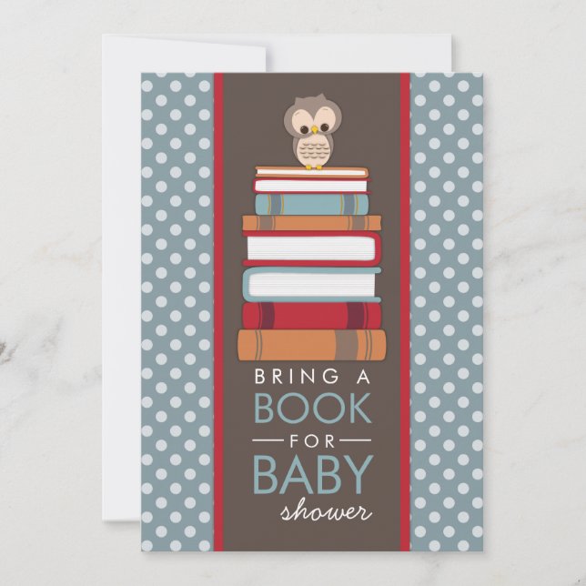Bring A Book Sweet Owl Baby Shower Invitation (Front)