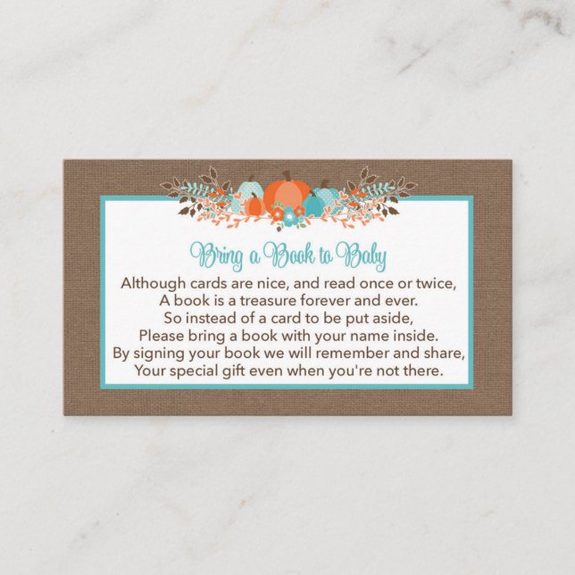 Bring a Book to Baby Request- Fall Pumpkins Enclosure Card (Front)