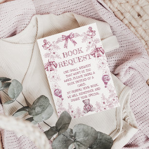 Bring A Book Toile Floral French Pink Baby Shower Enclosure Card