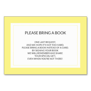 Bring a Book - Yellow White Girl Baby Shower Cards