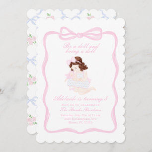 Bring a Doll Birthday Preppy Grandmillennial Invitation
