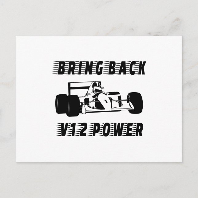 Bring back V12 power Race Car Silhouette Postcard (Front)