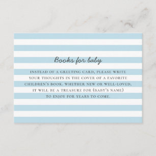 Bring book for baby boy request. Blue stripes Enclosure Card