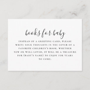 Bring book for baby request. Black and white Enclo Enclosure Card