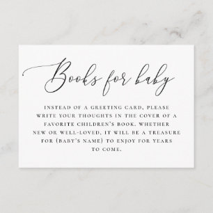 Bring book for baby request. Black white script Enclosure Card