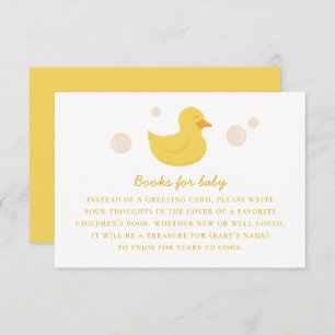 Bring book for baby request. Yellow cute bath duck Enclosure Card