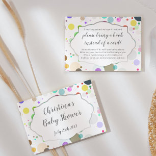 "Bring book instead of card" Baby Shower Dots Enclosure Card