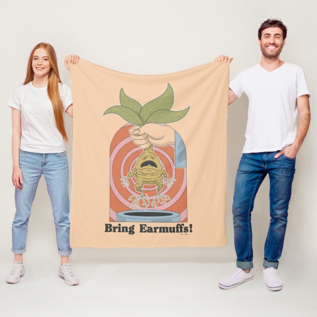 "Bring Earmuffs!" Screaming Mandrake Graphic Fleece Blanket (In Situ)