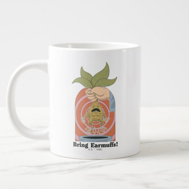 "Bring Earmuffs!" Screaming Mandrake Graphic Large Coffee Mug (Left)