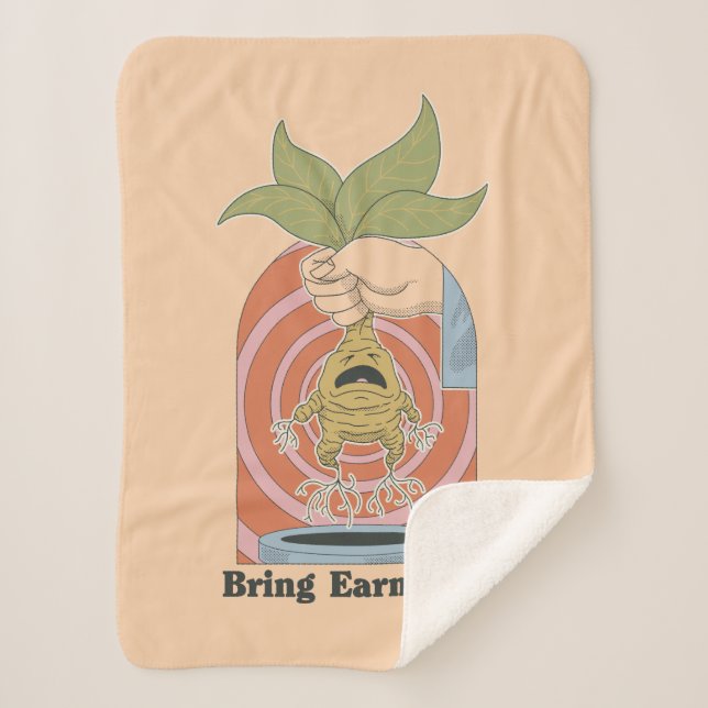 "Bring Earmuffs!" Screaming Mandrake Graphic Sherpa Blanket (Front)