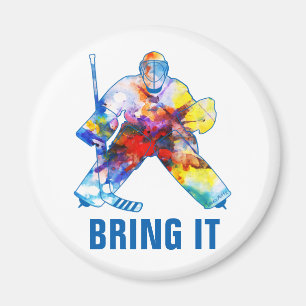 Bring It Hockey Goalie Watercolor Magnet