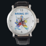 Bring It Hockey Goalie Watercolor Watch<br><div class="desc">Bring It Hockey Goalie Watercolor watch</div>