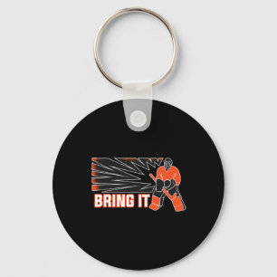 Bring It Ice Hockey Player  Key Ring