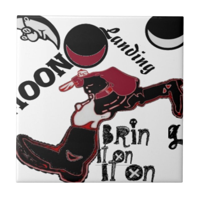 Bring It On – Playful Christmas & Space Mashup Ceramic Tile (Front)