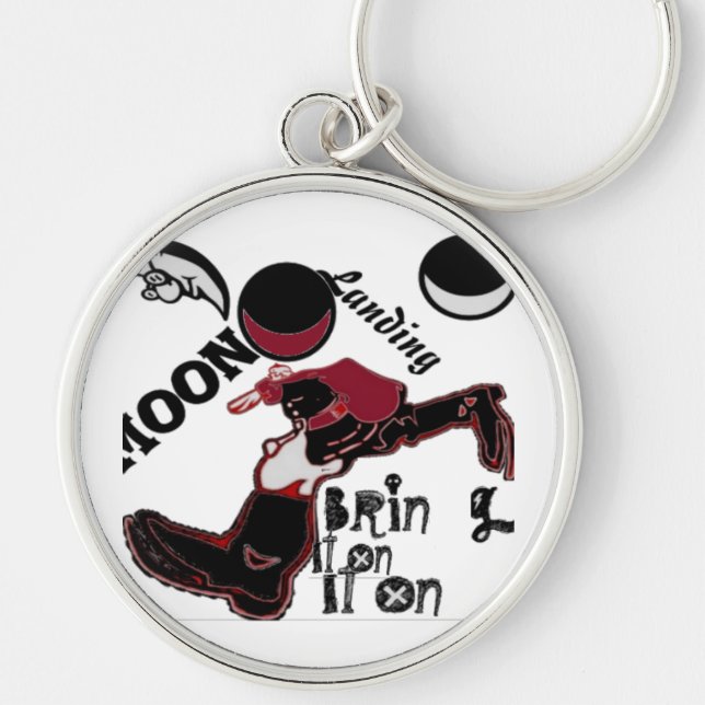 Bring It On – Playful Christmas & Space Mashup Key Ring (Front)