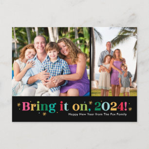 Bring It On Two Photos Happy New Year Postcard