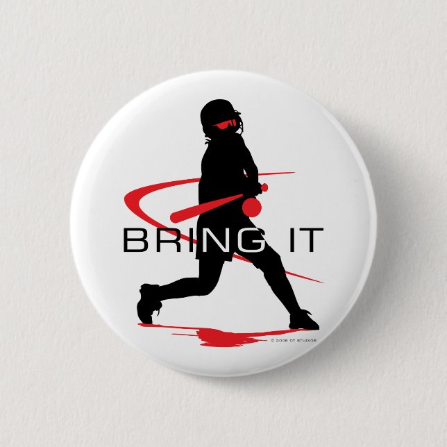 Bring it Red Batter Softball 6 Cm Round Badge (Front)
