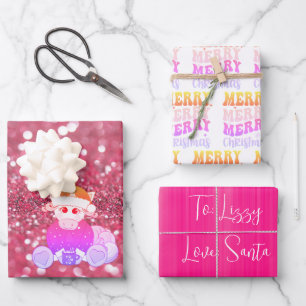 Bring Magic to Christmas with Pink Unicorn  Wrapping Paper Sheet