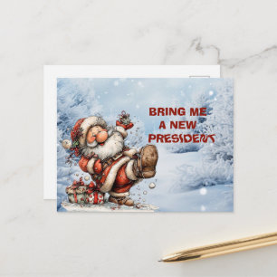 Bring Me A New President Santa Claus Holiday Postcard