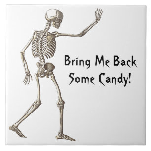 Bring Me Back Some Candy Skeleton Halloween Ceramic Tile