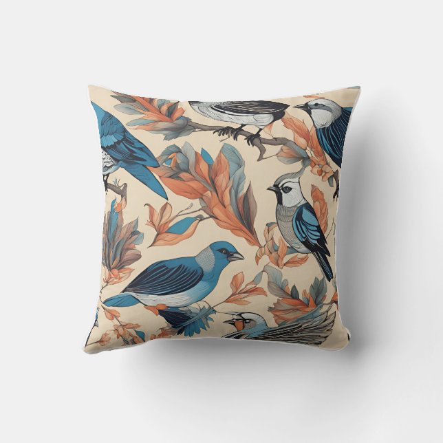 Bring Nature Indoors with Beautiful Bird Pattern Cushion (Back)