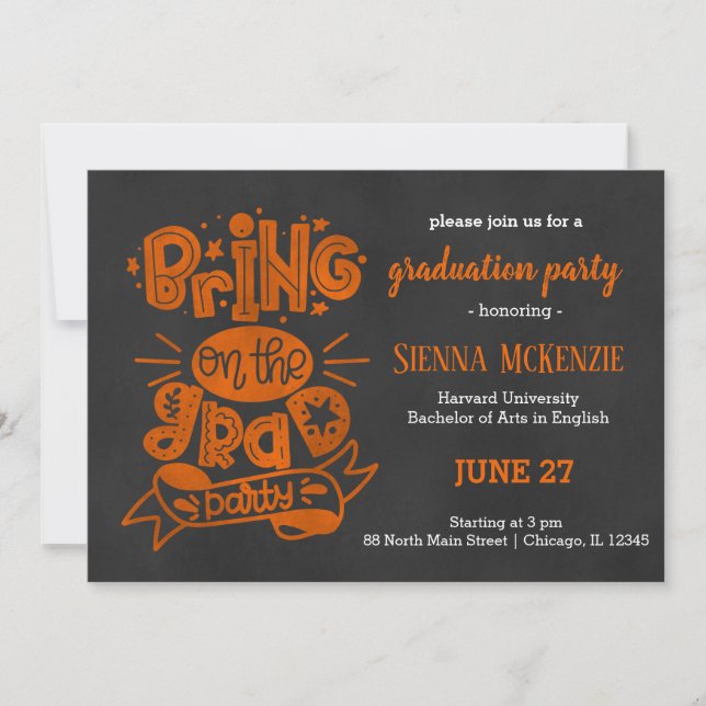 Bring on the grad party - Orange Invitation (Front)