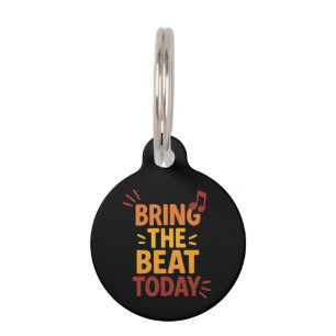 Bring the Beat Today Colourful Retro Music Pet Tag