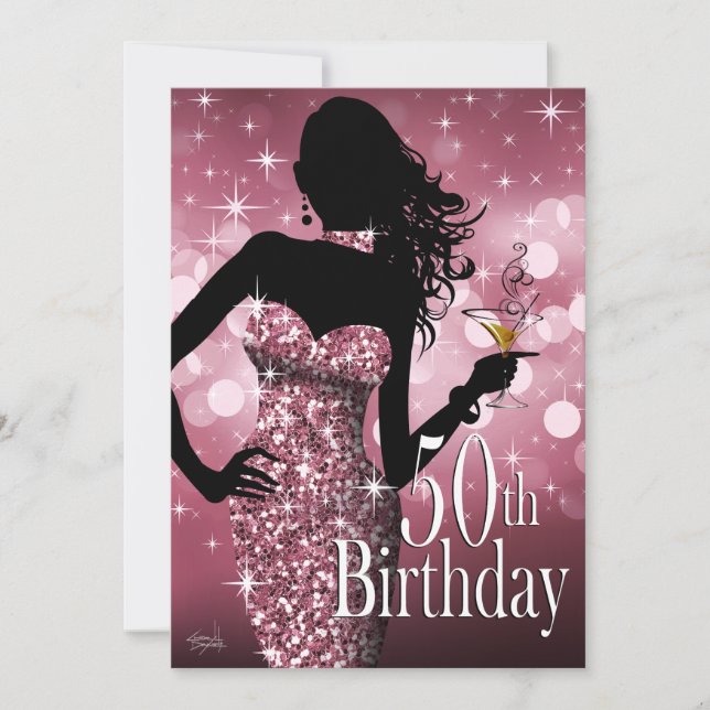 Bring the Bling Sparkle 50th Birthday | mauve Invitation (Front)