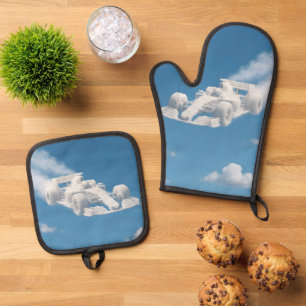 Bring the cloud racer, surreal F1 sky art oven, me Oven Mitt & Pot Holder Set
