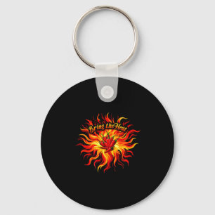 Bring the heat spicy chilli pepper flame hot food key ring