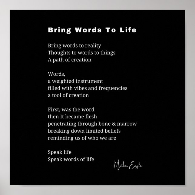 Bring words to life Poem Wall Art poster (Front)