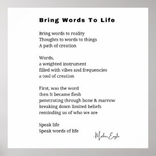 Bring words to life Poem Wall Art poster Decor