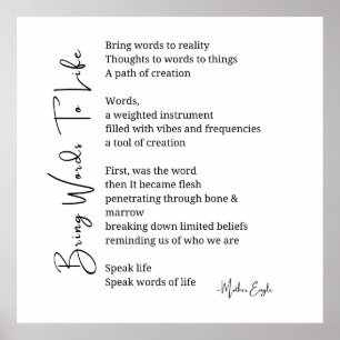 Bring words to life Poem Wall Art poster Decor